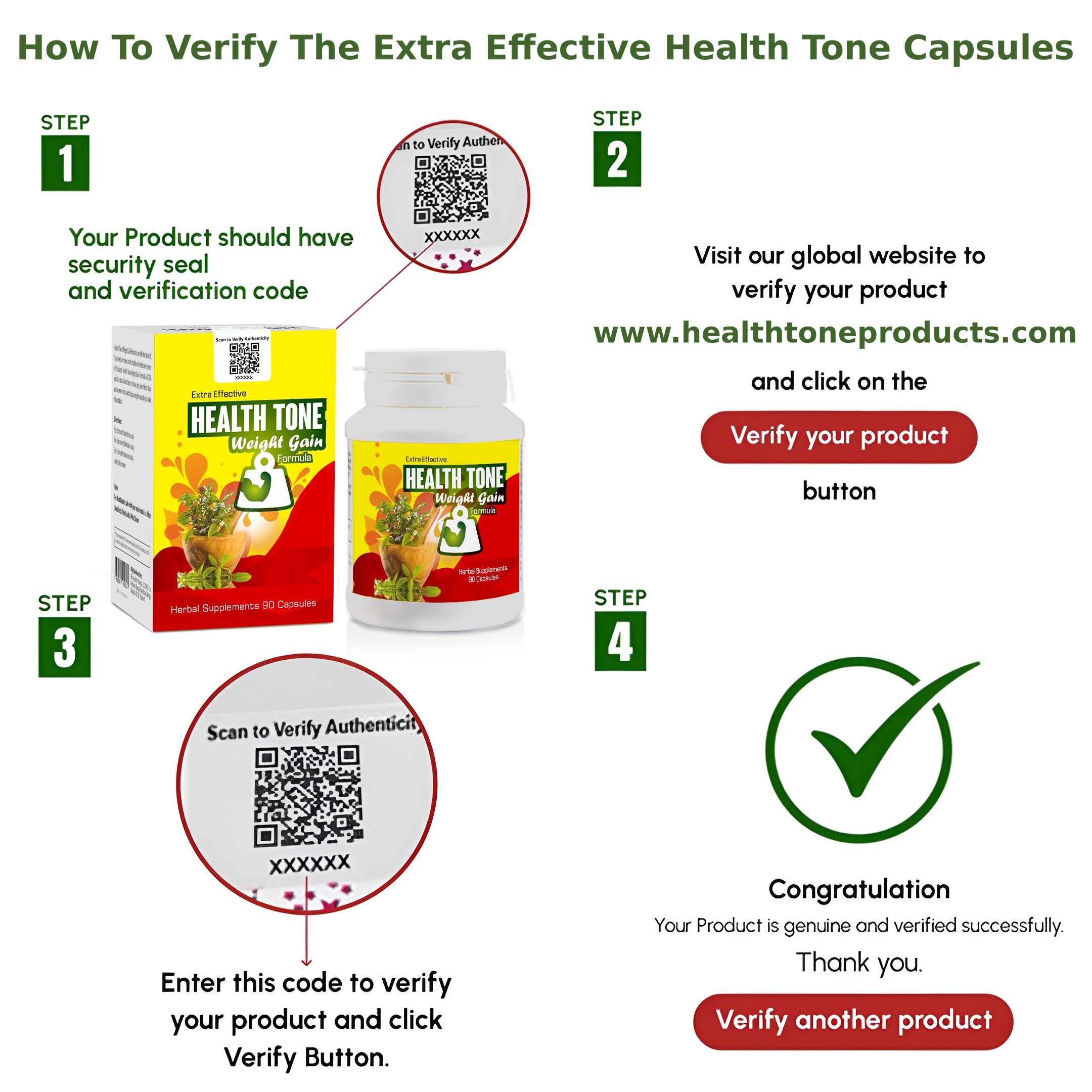 Extra Effective Health Tone Weight Gain Capsules 1000mg 