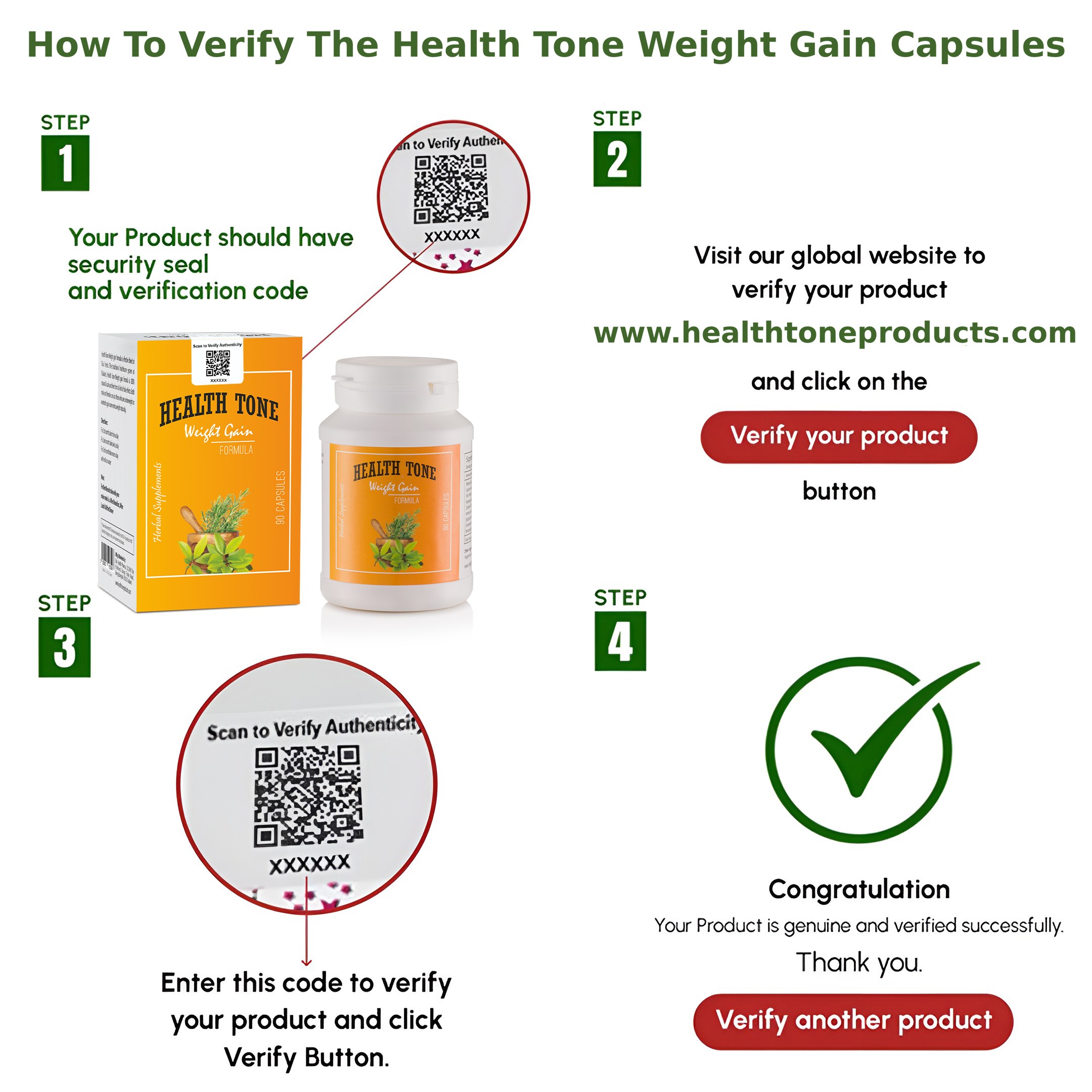 Health Tone Weight Gain Formula 500mg 90 Capsules