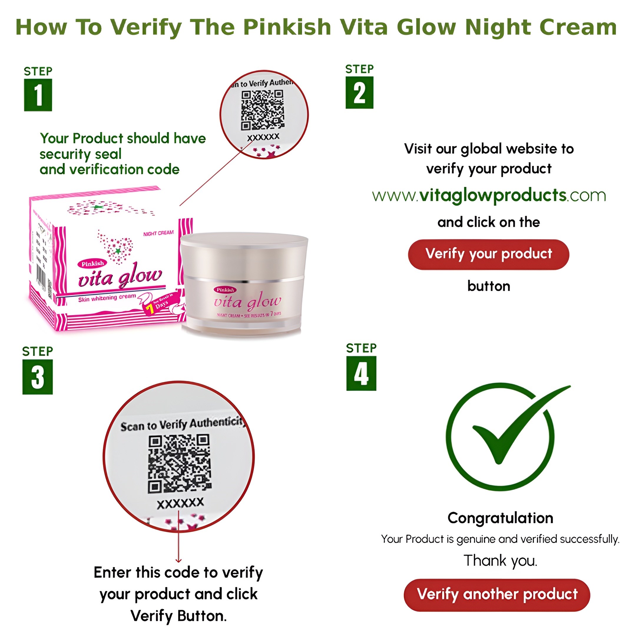 Pinkish Vita Glow Skin Whitening Night Cream